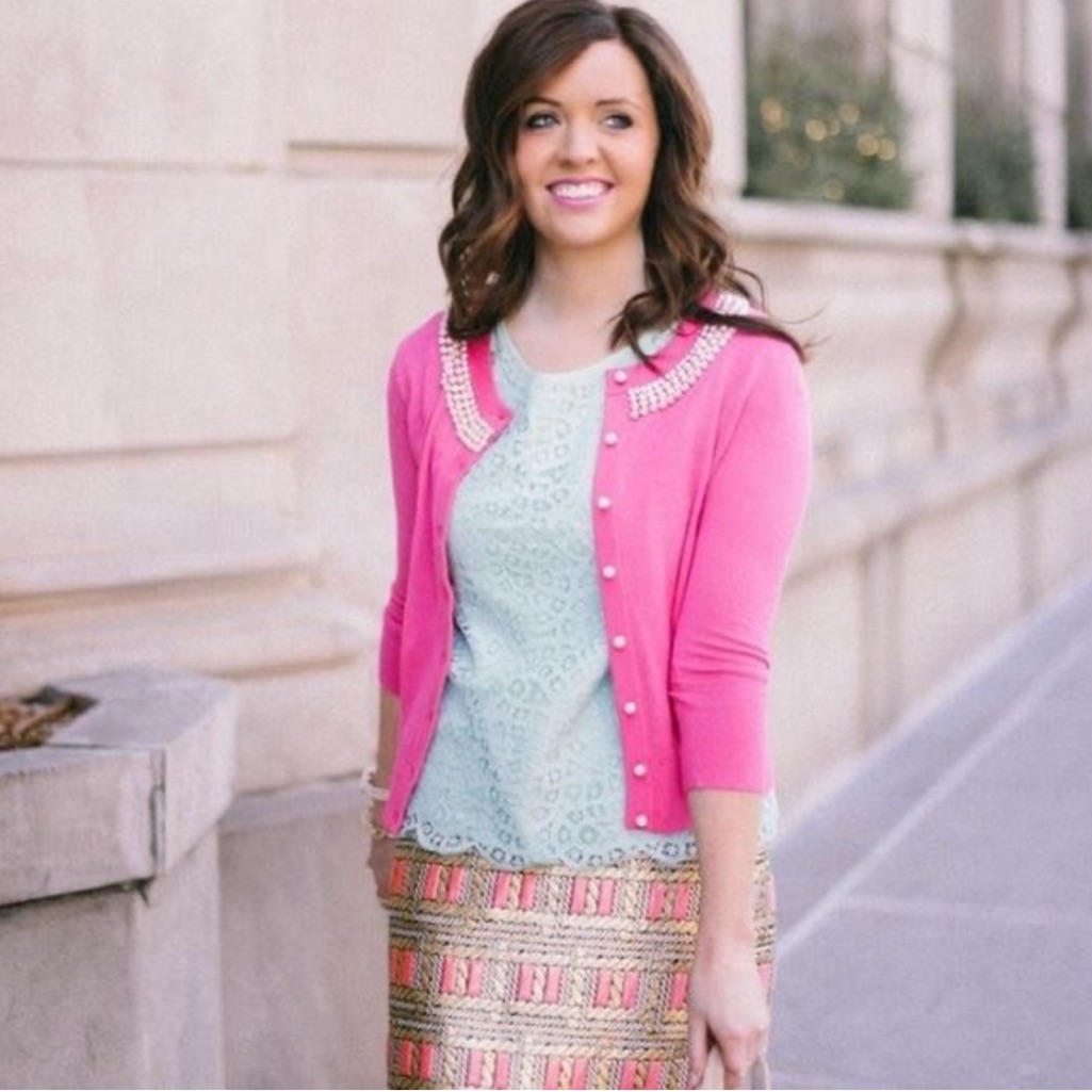 Kate Spade Tula Pearled Pink Cardigan | Xs